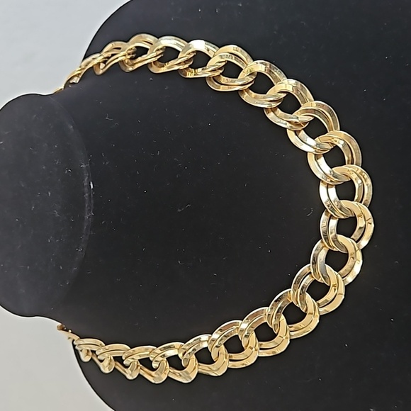 Goldtone Double Wide Link 18" Necklace - Picture 1 of 4